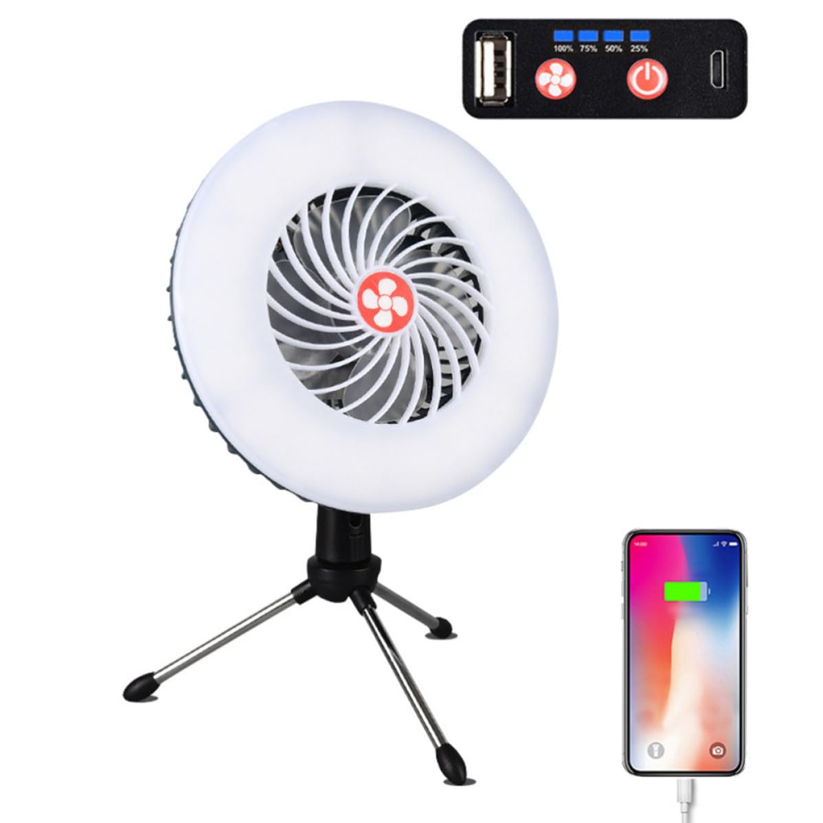 USB Lichtlüfter Herbst Party 1200mah Abs Zelt Camping Lampe mit Haken