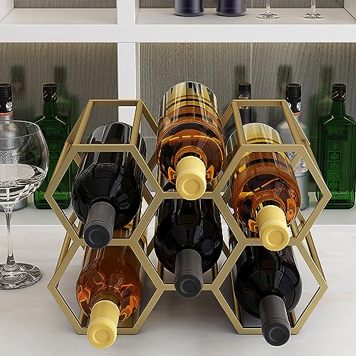 Soporte moderno para botellas de vino metal dorado miniatura 5