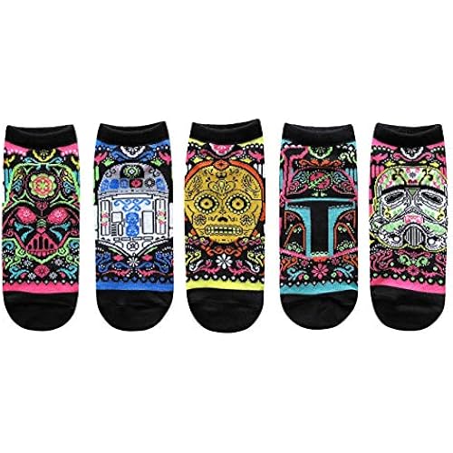 STAR WARS Sugar Skull Ornate Juniors/Womens 5 Pack Ankle Socks Size 4-10
