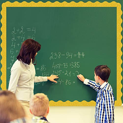 55.8 Feet Bulletin Board Border Glitter Scalloped Borders Bulletin Board Border Decorative Bulletin Board Trim Poster Borders Classroom Decoration Strips (Glitter Gold) #TOP5