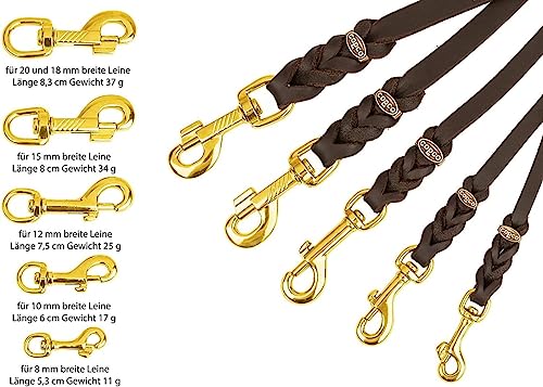 Hundeleine Leder 2m kleine Hunde – Fettlederleine [ohne Handschlaufe] Lederleine Hund geflochten leicht – Führleine & Trainingsleine aus robustem Rindsleder, Messingkarabiner, Dog Leash 10mm, Braun