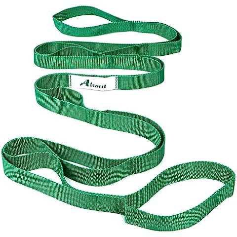 Abiarst Stretching Strap Yoga Strap for Physical Therapy, 10 Loops Yoga Straps for Stretching, Non-Elastic Stretch Strap for Pilates, Flexibility, Exercise, Stretch Band for Women & Men (Green) Cover