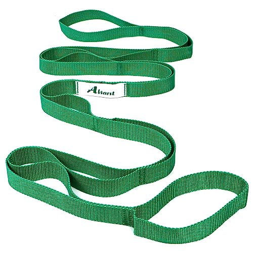 Abiarst Stretching Strap Yoga Straps for Physical Therapy, 10 Loops Non-Elastic Stretch Band for Pilates, Flexibility, Exercise and Gymnastics (Green) by Abiarst - Used condition - US$5.09
