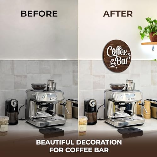Image of Woodamore Coffee Bar Sign Wall Decor - Vintage Coffee Sign for Bar Decor Accessories, Funny Cafe Station Signs Idea For Kitchen Home Decor, 10'' Farmhouse Cafe Signs for Cafe Decorations