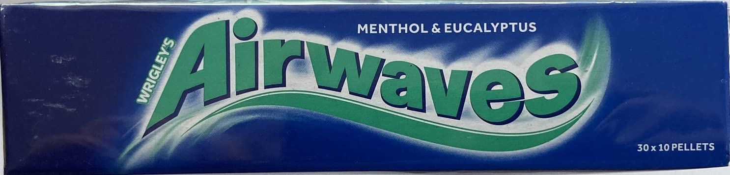 Wrigley's Airwaves, gomma senza zucchero, mentolo e eucalipto, 10 pezzi, confezione da 30