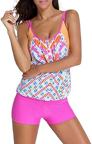 Sidefeel Women Push Up Tankini with Panty Two Pieces Swimsuit Set