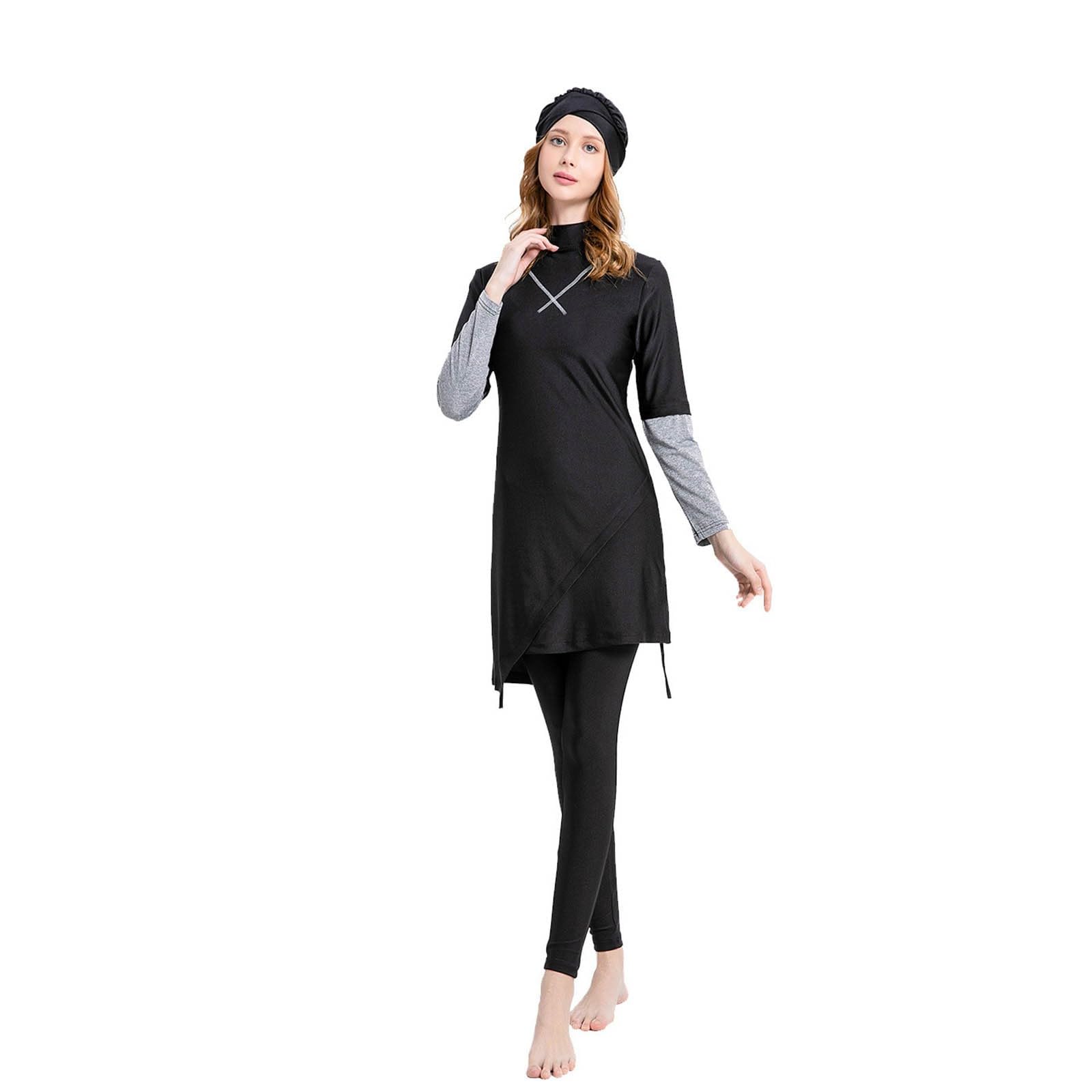 Generisch Costume da bagno da donna a maniche lunghe con pantaloni, copertura completa, tankini, costume da bagno a due pezzi, moda da spiaggia musulmana