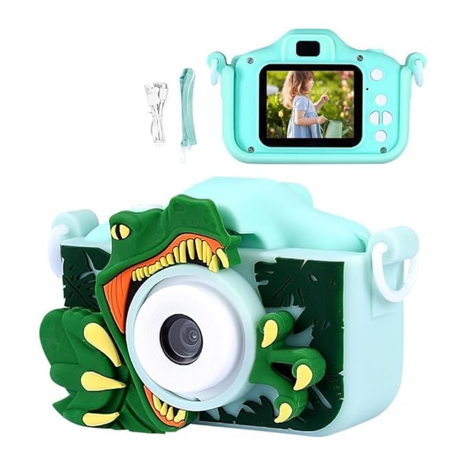 BLiSS HUES Dinosaur Digital Camera for Kids with 2.4 inch Screen & 1080P- Dual Lenses- Selfie Camera for Kids with in Built Games & Filters- Green-image-38