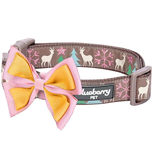 Blueberry Pet Moments of Peace Happy Reindeer Christmas Designer Dog Collar, Small, Neck 30cm-40cm, Holiday Collars for Dogs