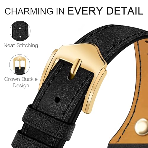 Image of JR.DM Slim Leather Bands Compatible with Apple Watch Band 38mm 40mm 41mm 42mm 44mm 45mm 46mm 49mm, Genuine Leather Band with Charms, Feminine Design for Iwatch Ultra SE Series 11 10 9 8 7 6 5 4 3 2 1