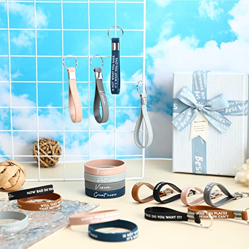 Motivational Silicone Wristbands Rubber Inspirational Quote Keychain Bracelets For Employee Teacher Student (Assorted Color) #TOP4