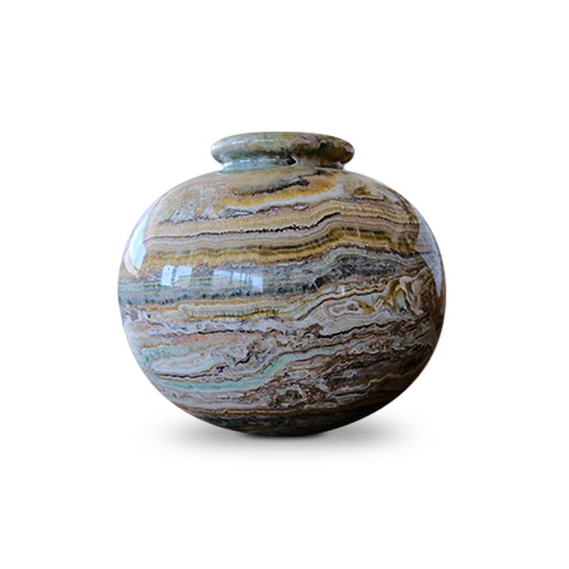 Vase en Onyx Vert H.20 cm : rompez la monotonie avec une sculpture de table vivante