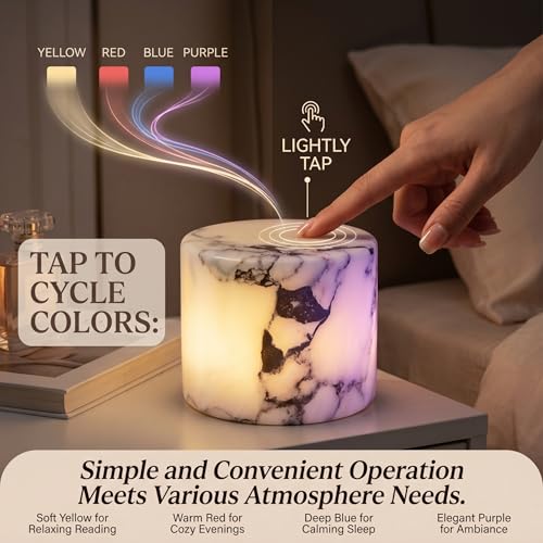 Lampe tactile rechargeable à LED multicolores et base effet marbre