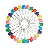 Bilipala Colored Plastic Head Safety Pins, Baby Safety Pins, Diaper Pins, 2 Inch, 60 Count