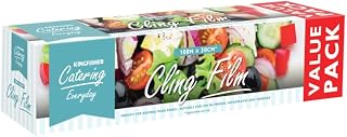 Kingfisher 100m x 300mm Catering Kitchen Clear Cling Film Food Plastic Large Wrapping, 21.5 x 4.5 x 15 cm