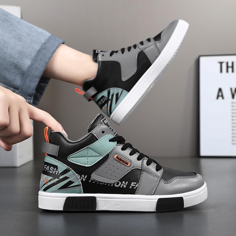 Men's Fashion Sneakers High Top Skate Shoes Stylish Street Sneakers Casual Walking Shoes - Image 3