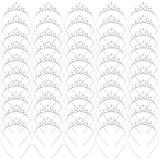Tondiamo 50 Pcs Tiaras Bulk for Girls Princess Crown Rhinestone Tiaras Bendable Adjustable Headband(Simple Style)