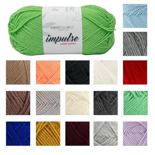 Image of WOAFashions Impulse Hand Knitting & Crochet Yarn, Premium Acrylic, 4 : Medium (Lime) (100gms / 3.5oz / 200mtr / 218yds)