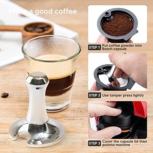 RECAFIMIL Coffee Tamper for Tassimo Stainless Steel Espresso Coffee Tamper Compatible with Reusable Bosch Tassimo Pods