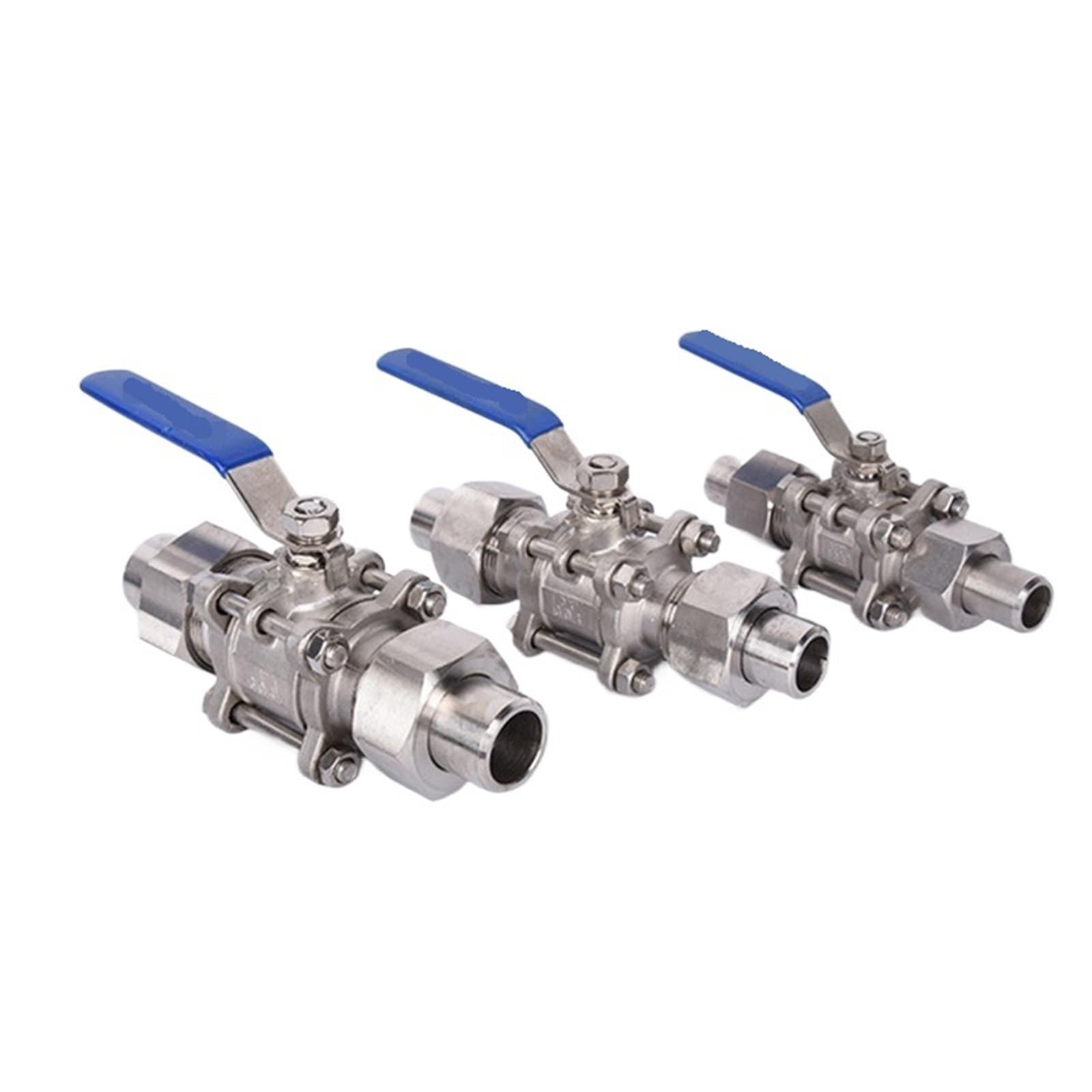 Vanne 1" inox 304 anti-fuite à 3 pièces double manchon fileté pour tuyau