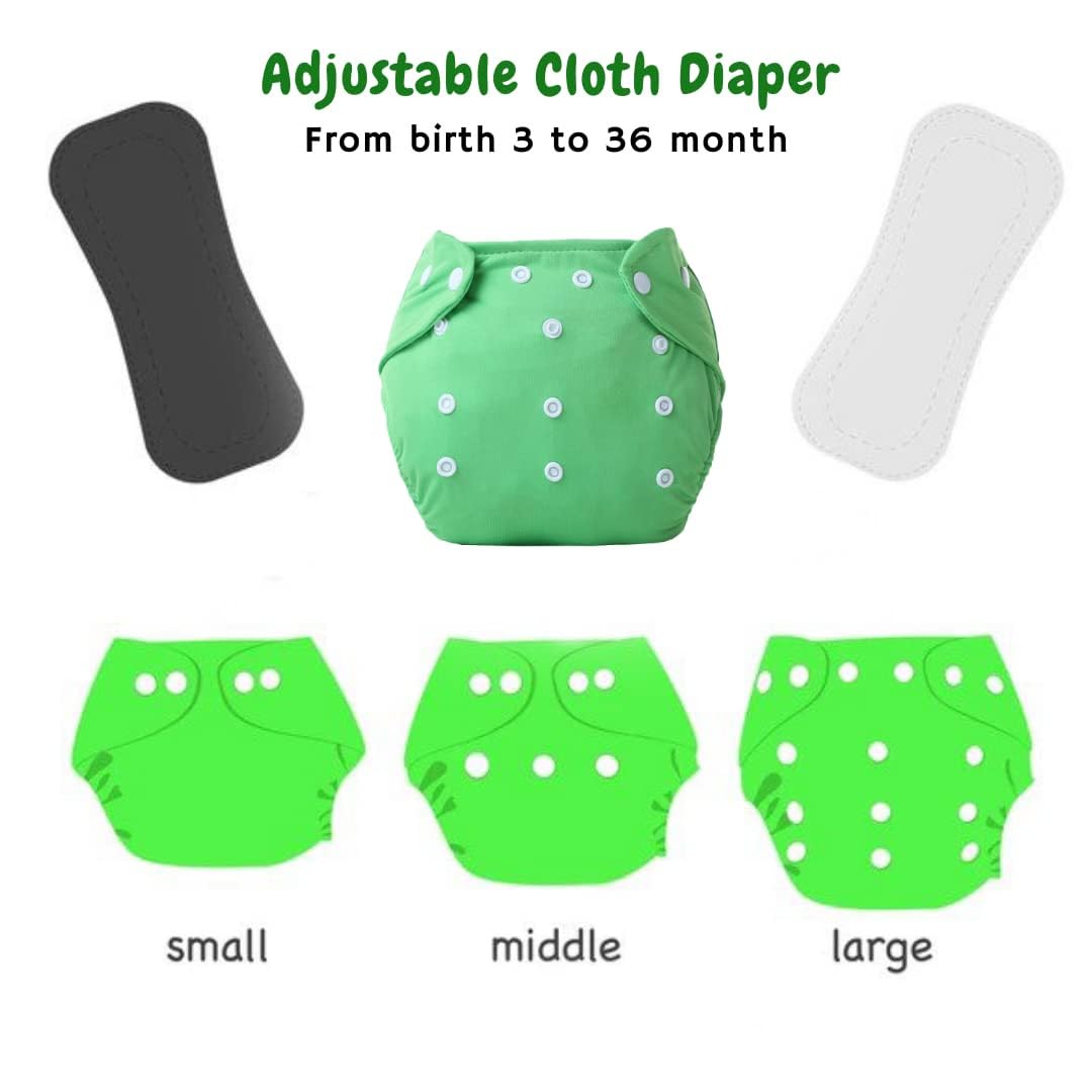 P-BEAUTY Baby Diaper Premium Cloth Cotton Diaper Reusable, Adjustable Size, Waterproof, Pocket Cloth Diaper Nappie Pack of 2 | DHR015