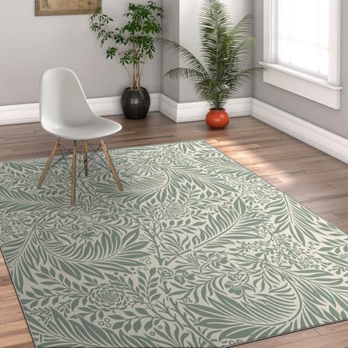 Tapis doux de salon style botanique avec finitions soignées 90x150cm - 4