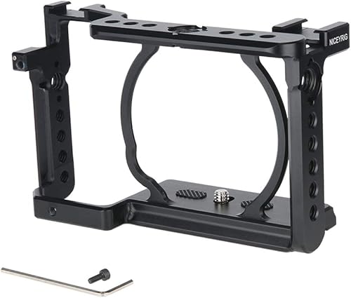 NICEYRIG Jaula de cámara para Sony A6400 A6500 A6100, con orificio de localización de 1/4" 3/8" NATO y zapata fría - 343