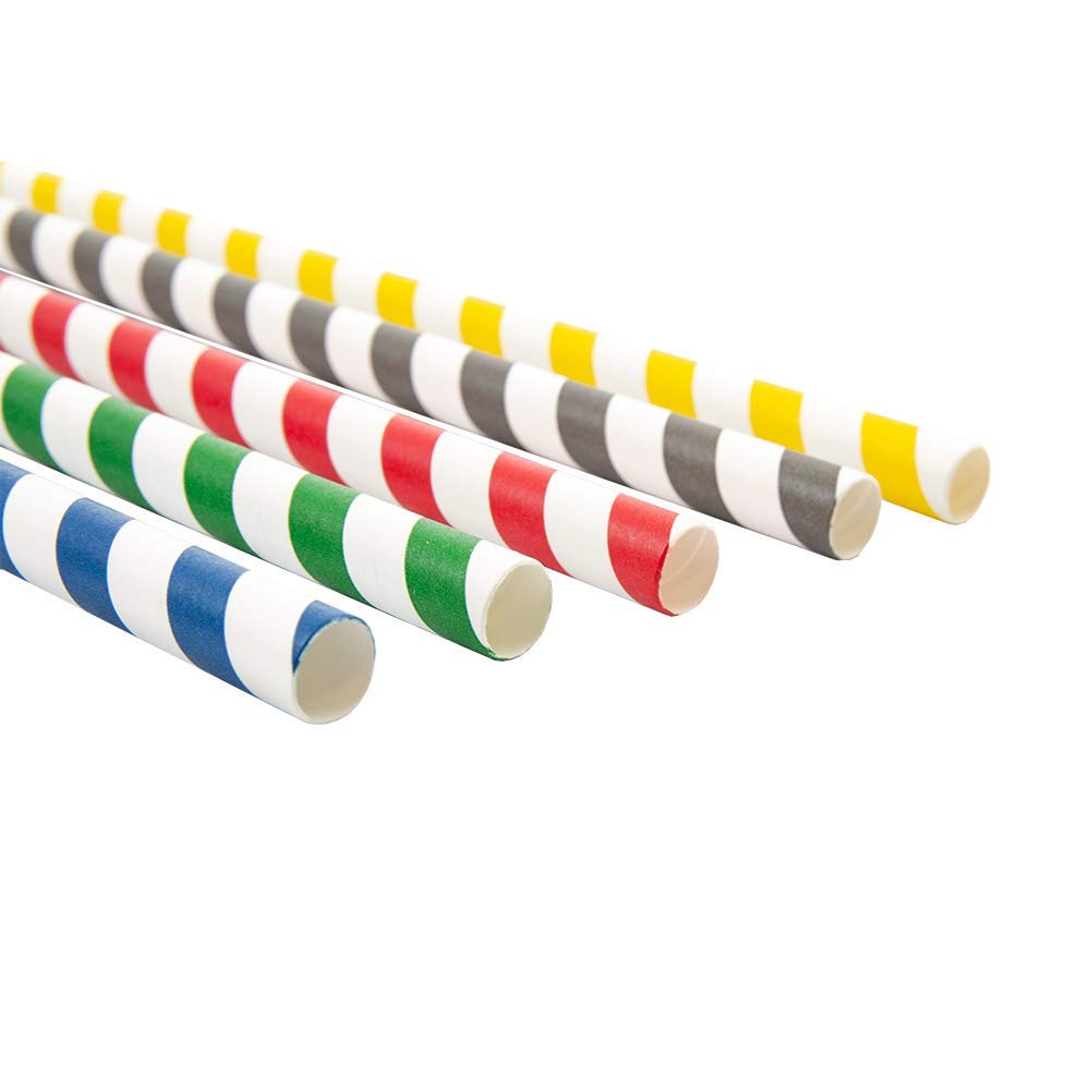 García de Pou 50 unidades - Pajitas Rectas A Rayas Ø1X21 Cm Surtido Papel