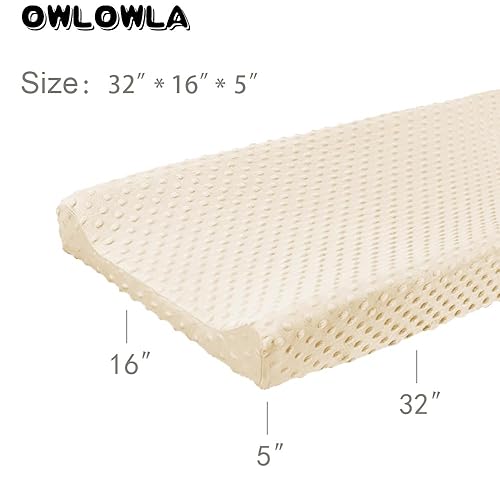 Miniatura 6 de Owlowla Funda para cambiador, sábanas suaves de punto minky para cambiador para bebé niño y niña (crema)