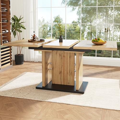 Doyisy Mesa de comedor telescópica (119 – 158,5 × 80 cm), mesa de comedor extensible, ahorra espacio, se puede extender a 119 – 158,5 cm con ayuda de placas interiores