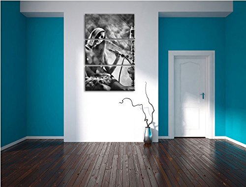 Pixxprint Frau mit Shisha im Nebel als Leinwandbild/Größe: 3 Teilig (120x80 cm) cm/Wandbild/Kunstdruck/fertig bespannt – Bild 6