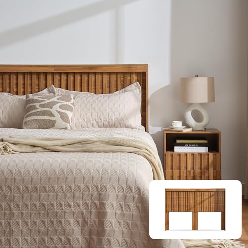 UEV Headboard with Light Elegant Wood Design, 62.6 Inch Wide Headboard Only, Fluted Panel, Modern...
