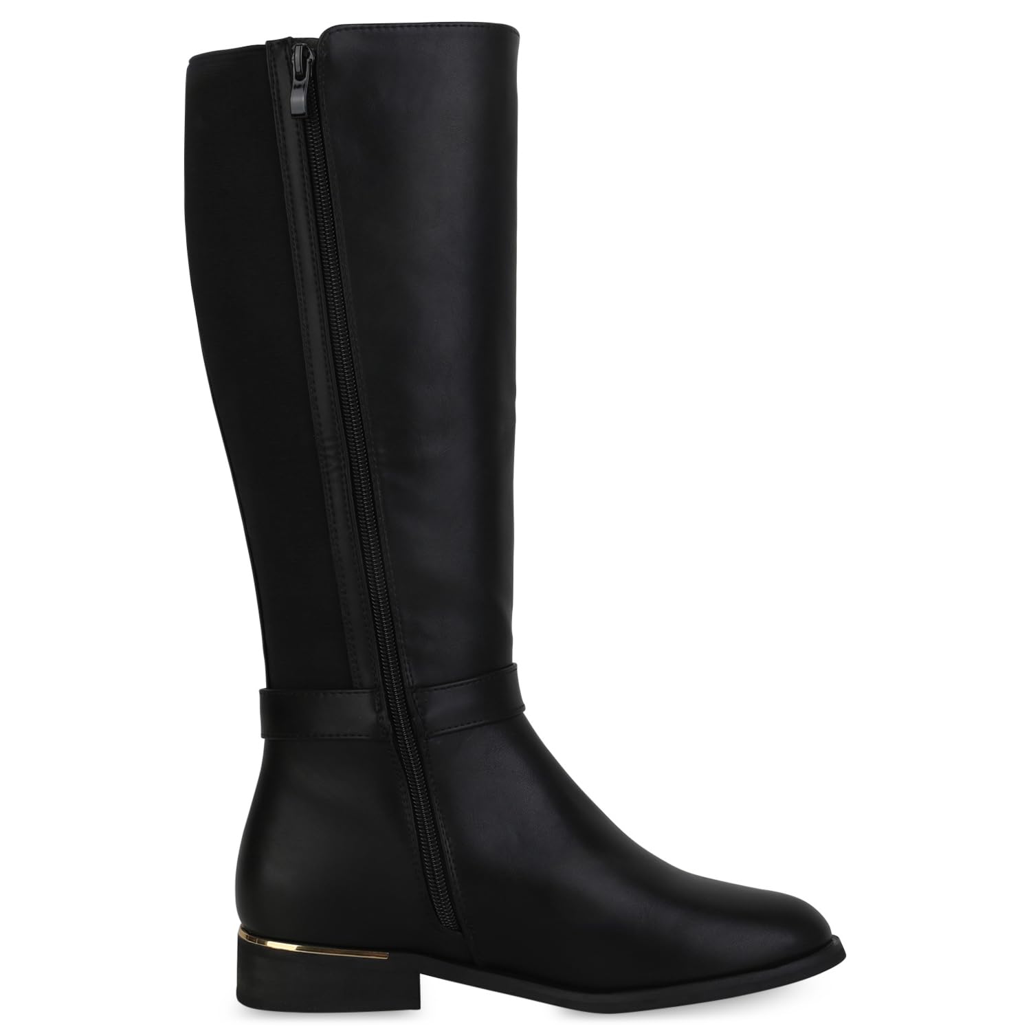 VAN HILL Damen Reiterstiefel Leicht Gefüttert mit Blockabsatz Schnallen