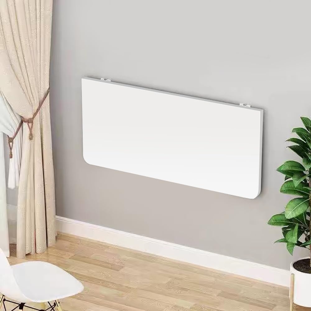 Table Murale Rabattables, Table de Cuisine Pliante, Table de Salle à Manger pour Maison Cuisine, Bureau D'ordinateur Flottant en MDF (80 * 50 * 1.6 cm, Blanc)