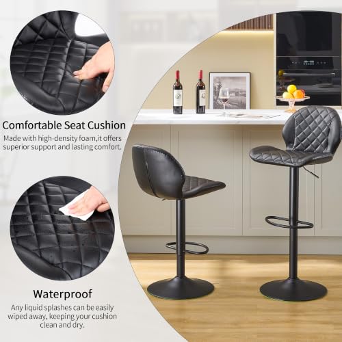 Image of Swivel Bar Stools Set of 4, Adjustable Height 24 inch-33 inch for kitchen Island