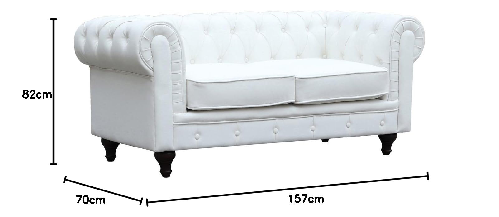 Canapé 2 places fixe en tissu avec fonction avance-recul