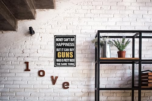 Vintage Metal Tin Sign Funny Sarcastic Party Wall Art Decor Signs Funny Metal Sign Money Can't Buy Happiness But It Can Buy Tools, Humorous Garage Wall Art Decor for Man Cave, Tool Shed, Home, Farmhouse, Bar,8x12 Inch Gift Idea