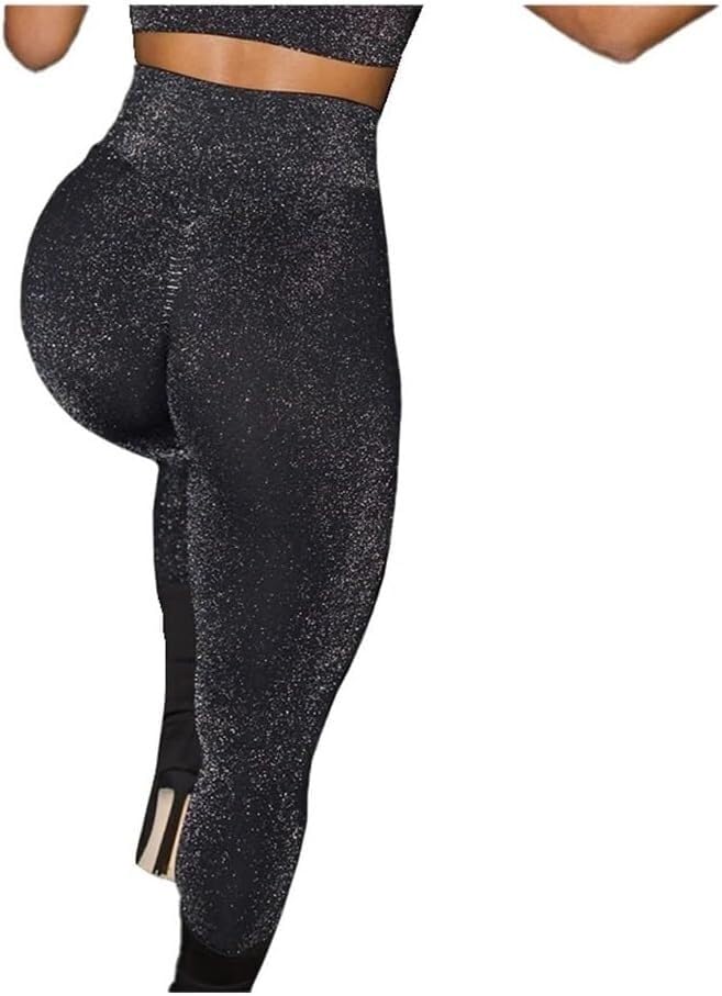 Pantalones de Yoga de Cintura Alta Leggings Brillantes Estilo Fiesta for Mujer(Carmine,M)