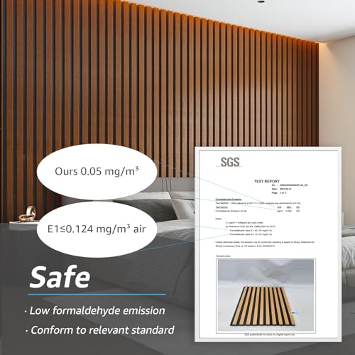 Image of Art3d 4-Pack Soundproof Wood Slat Wall Panels, 94.5 x 7.9 Inch, Dark Walnut