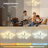 OTREN LED Deckenleuchte 70 cm, Moderne Blumen-Deckenlampe Dimmbar 3000–6500 K mit Fernbedienung, Nachtlicht & Speicherfunktion, für Wohnzimmer Schlafzimmer Esszimmer Küche – Ansicht 2