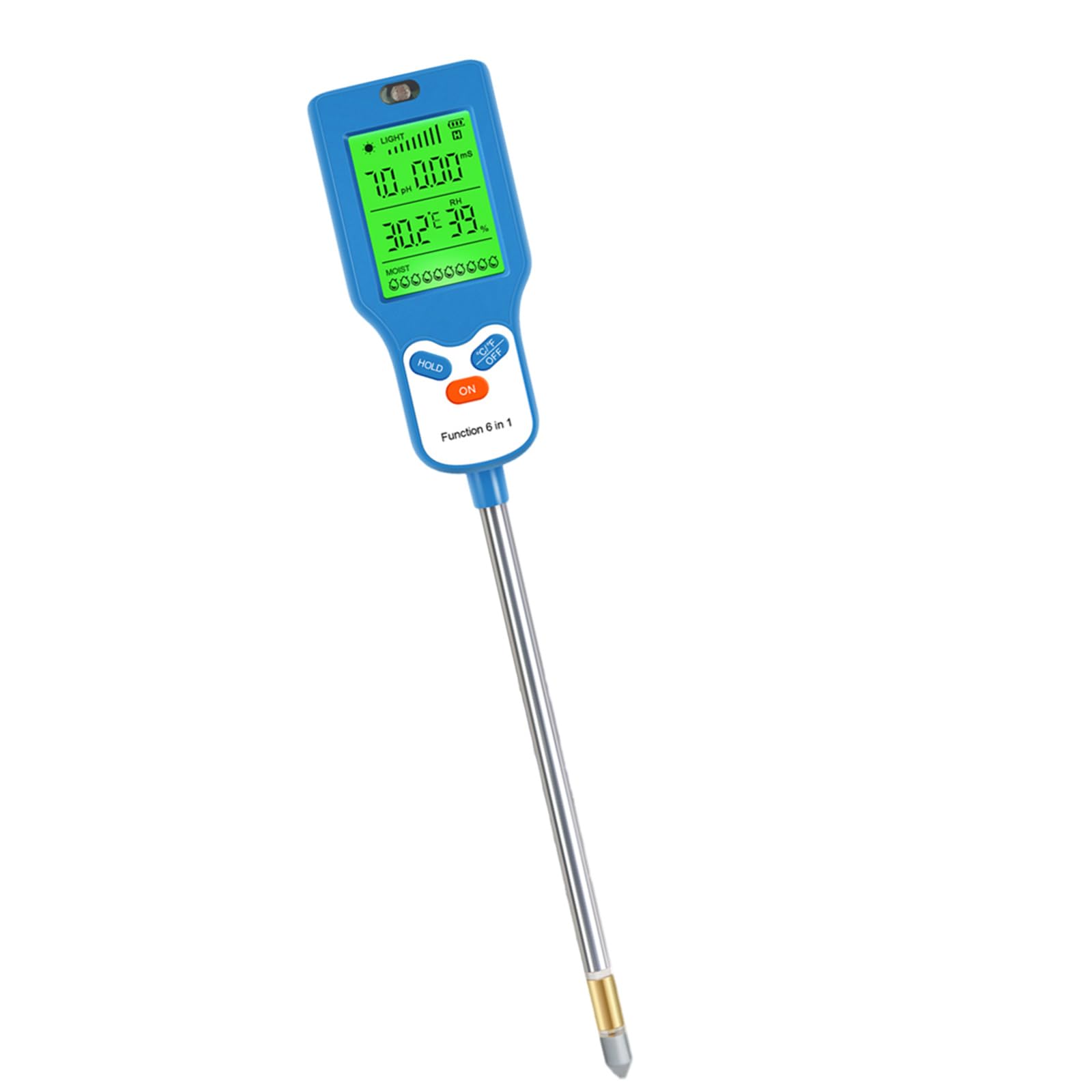 Portable 6 in 1 Soil Tester Meter for Accurate of Temperature Light & Humidity Gardeners and Farmers Soil Sensors