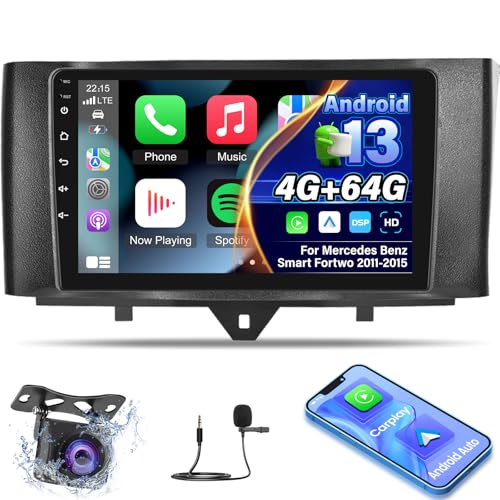 4G+64G Android 13 Autoradio para Mercedes Benz Smart Fortwo 2011 2015   Radio 9 Pulgadas con Wireless Carplay y Android Auto/WiFi/GPS/Bluetooth 5.0/32 EQ/FM RDS Radio