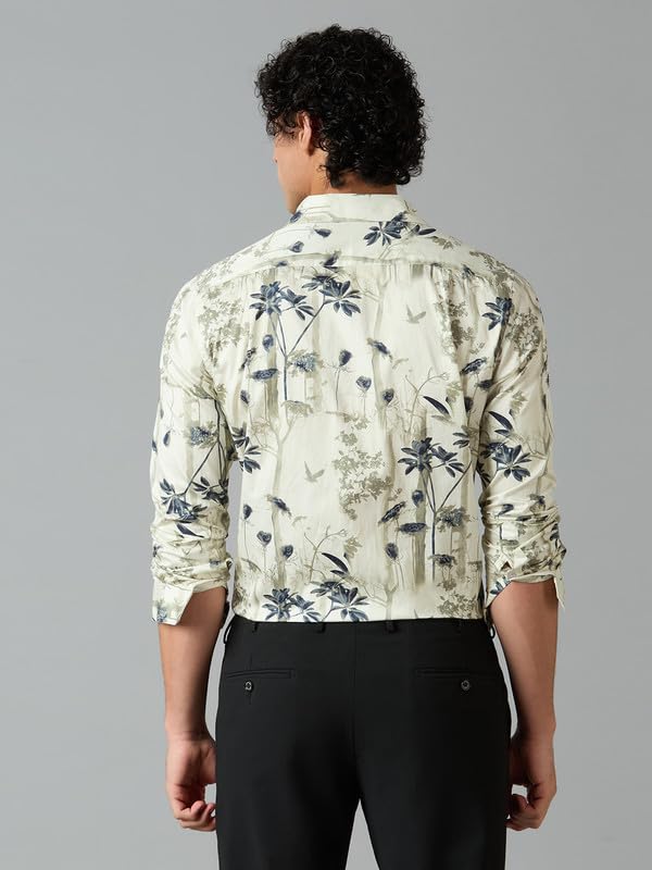 Image of Men's Printed Regular Fit Full Sleeves Cotton Formal Shirt
