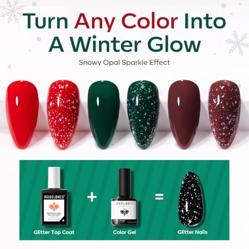 Image of modelones Glitter Gel Top Coat Snowflake Clear No Wipe Glossy Finish 15ML