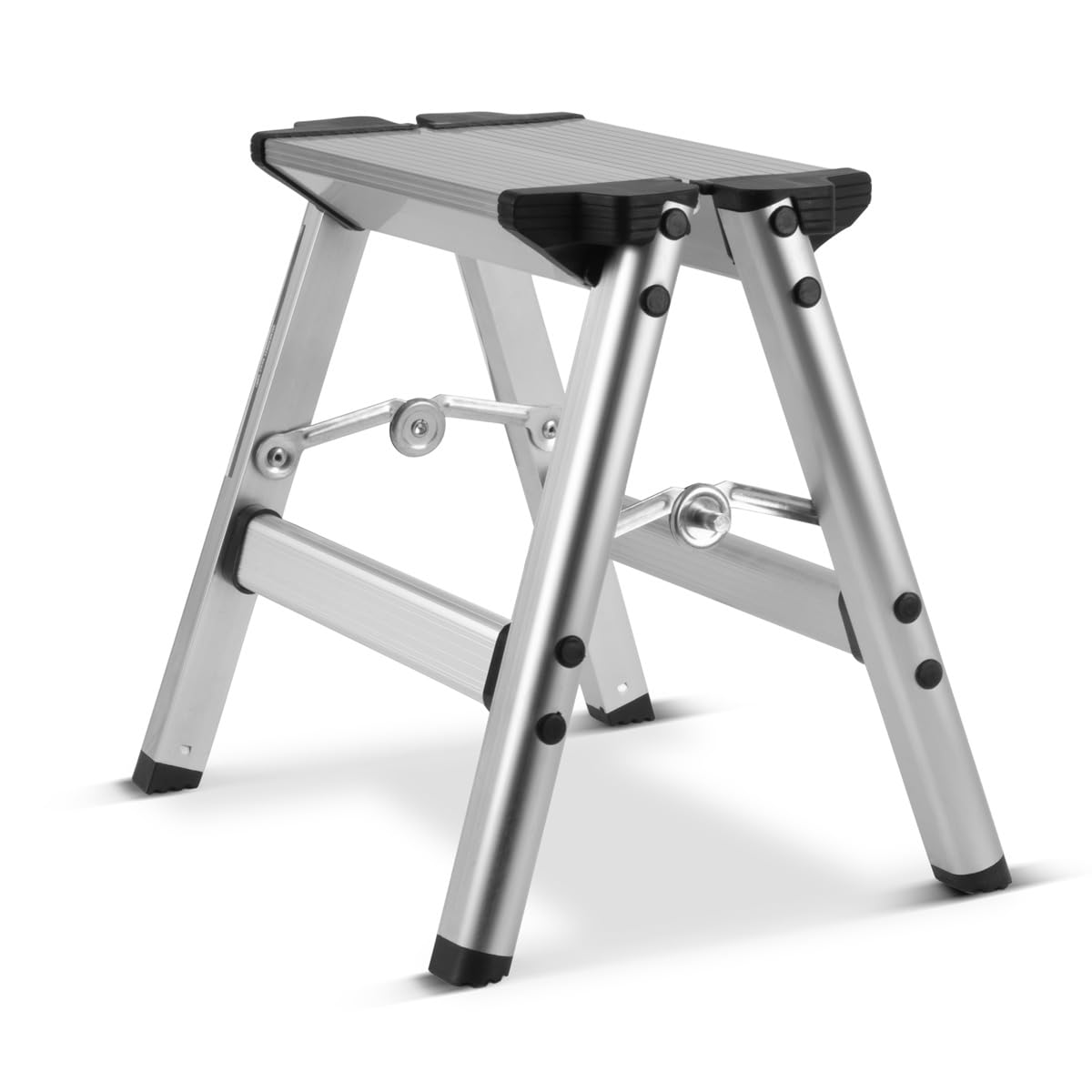 STAHLWERK Gradino pieghevole KT-1 ST con portata di 120 kg Scala in alluminio, scala pieghevole, scaletta, sgabello, sgabello con gradino antiscivolo