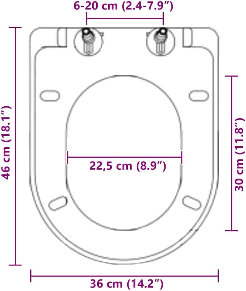 vidaXL Black Toilet Seat, Soft-Close and Quick-Release Design, Highly Durable Polypropylene Construction, Suitable for All Standard Toilet Bowls