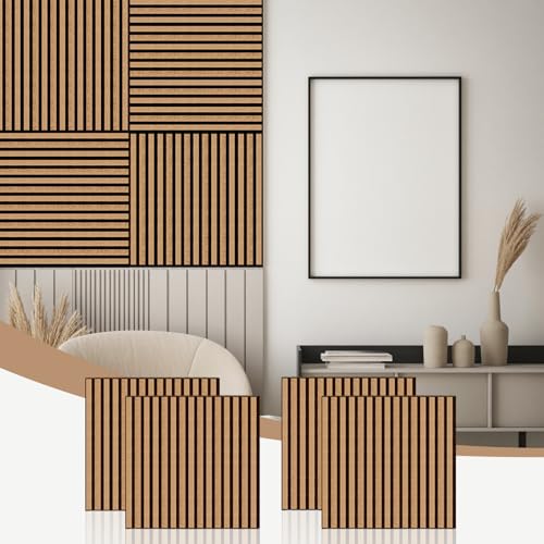 AKK-Stave Acoustic Wall Panels - Wooden Wall Panels for Soundproofing 1.44㎡ Acoustic Panels for Walls - 3D Wood Slat Wall Panelling-Decorative Wall Panel Kits for Home(16# Olied Oak,60cm-4pcs)