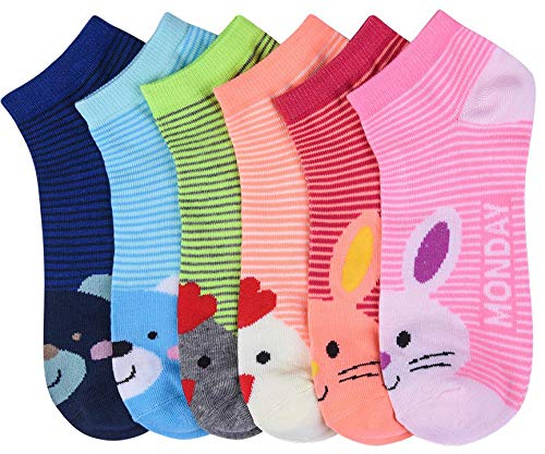 Image of ToBeInStyle Pack of 6 Printed & Solid Low Cut Ankle Socks - Kid's & Adults