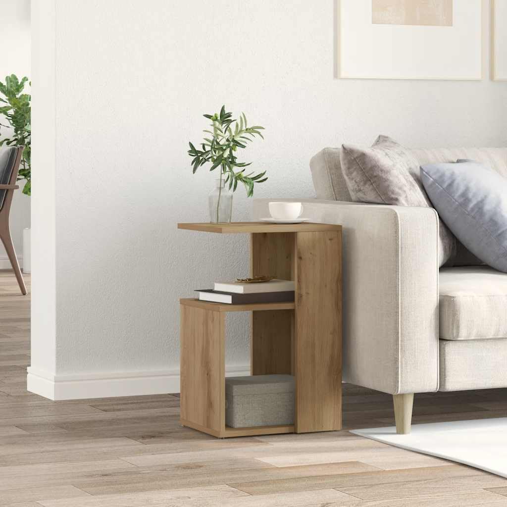 Mesa auxiliar de madera de roble Artisan, 36 x 30 x 56 cm, mesa de centro con estante, diseño moderno, resistente y fácil de limpiar, para salón, dormitorio, pasillo