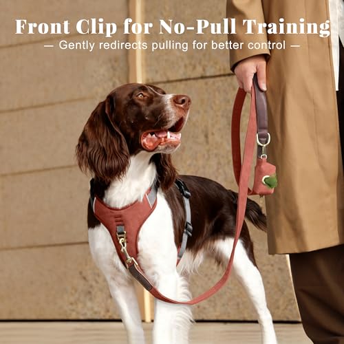 Image of Didog No Pull Dog Harness for Medium Dogs, Classic PU Leather, Brown, M